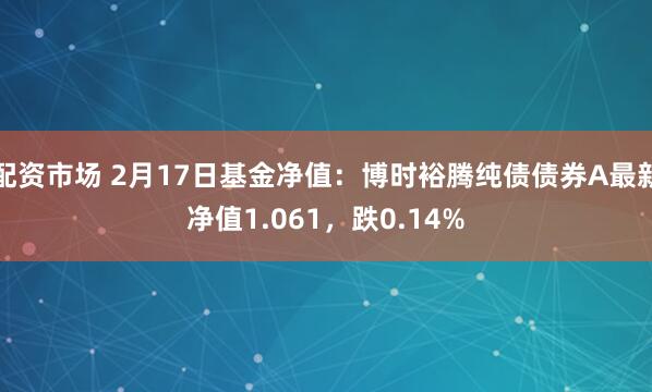 配资市场 2月17日基金净值：博时裕腾纯债债券A最新净值1.061，跌0.14%