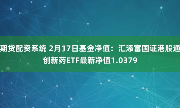 期货配资系统 2月17日基金净值：汇添富国证港股通创新药ETF最新净值1.0379