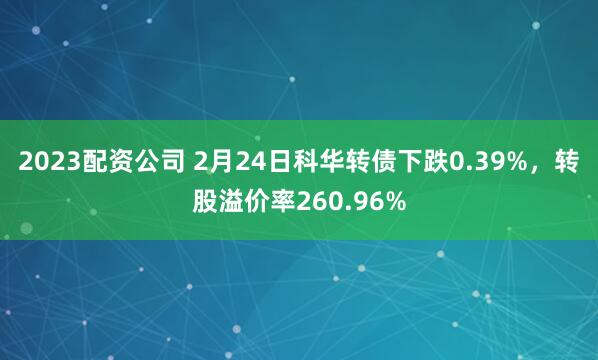 2023配资公司 2月24日科华转债下跌0.39%，转股溢价率260.96%